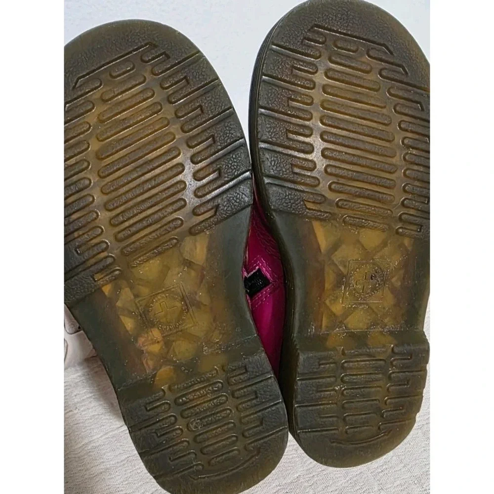 DR Martens Boots‎ Brooklee Hot Pink Leather Girls US 9 Girls Gold Glitter Laces